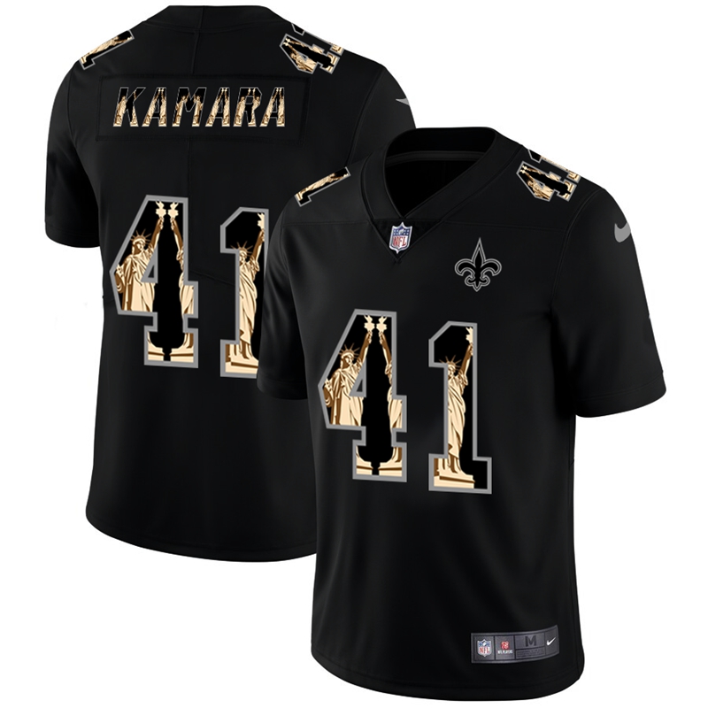 Men's New Orleans Saints #41 Alvin Kamara 2019 Black Statue of Liberty Limited Stitched NFL Jersey
